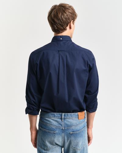 Regular Fit Classic Popeline Hemd L - Marine