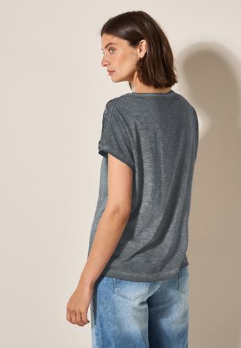 T-Shirt mit Knopfdetail L - Volcanic Grey