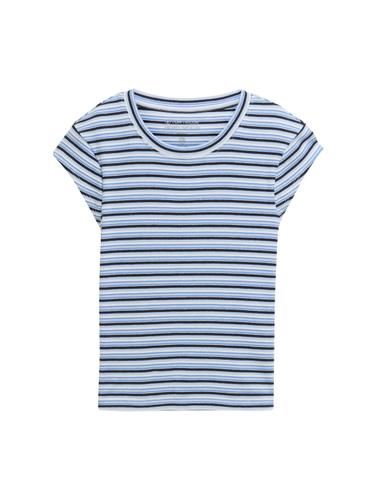 Ripp T-Shirt mit Streifenmuster 152 Slim Fit - Monocolor Blue Stripe