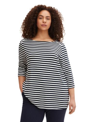 Plus Size - Gestreiftes Ottoman Sweatshirt 52 Regular Fit - Navy White Regular Stripe