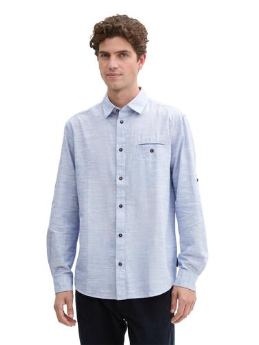 Regular Fit Hemd mit Turn-up-Funktion XXL Regular Fit - White Blue Fil A Fil Dobby