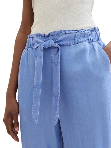 Paperbag Hose S Tapered Fit - Bright Mid Blue Chambray