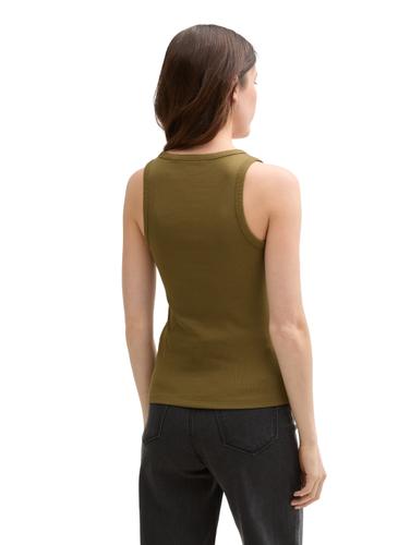 Top mit Rippstruktur M Slim Fit - Golden Olive Green