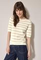 Gestreifter Strukturpullover L - Pearl Beige