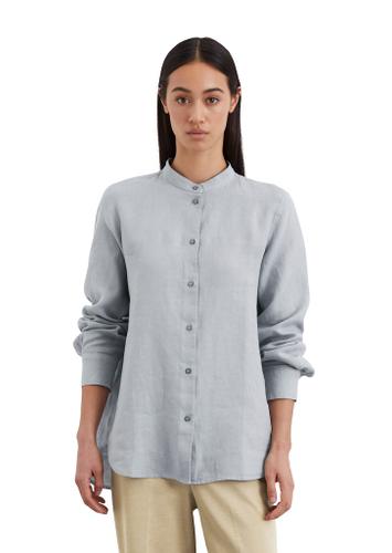 A-Shape-Leinenbluse regular Blau 34
