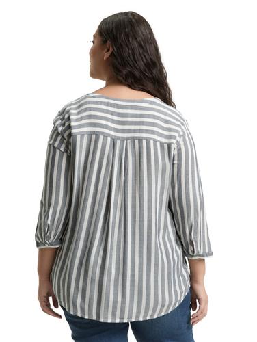Plus Size - Henleybluse mit Streifenmuster 54 Regular Fit - Offwhite Navy Vertical Stripe