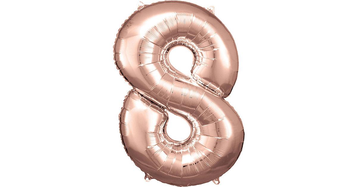 Super Shape Folienballon Rosé Gold, Zahlenballon 8, 53 x 83 cm rosegold