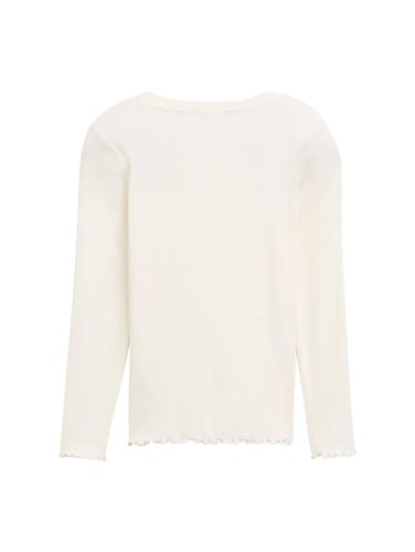 Ripp Langarmshirt mit Stickerei 104/110 Regular Fit - Wool White