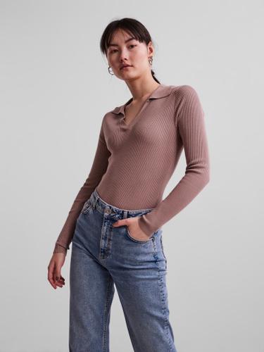 PCHARTLEY LS V-NECK POLO KNIT BC Grau L