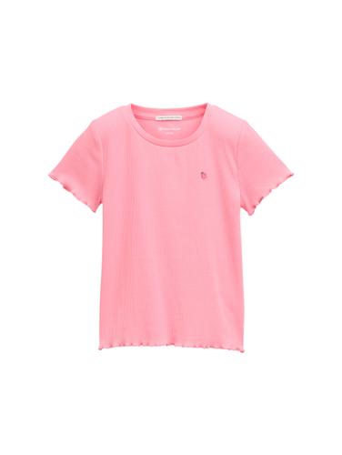 Ripp T-Shirt mit Print 92/98 Regular Fit - Sunrise Pink