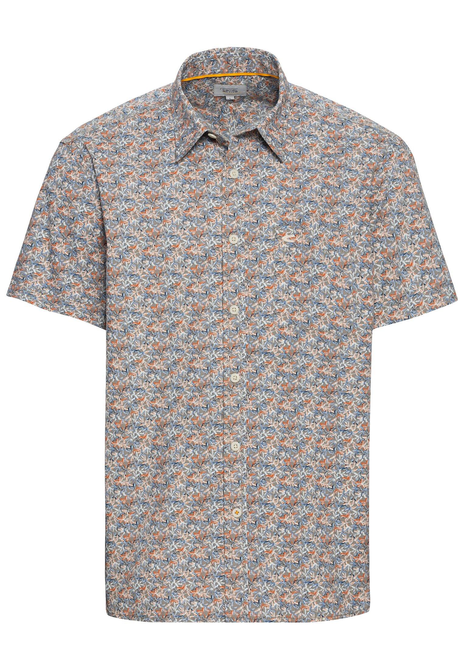 Kurzarmhemd mit Allover-Print M Regular Fit - Khaki