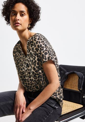 Blusenshirt mit Leo-Muster Schwarz 40