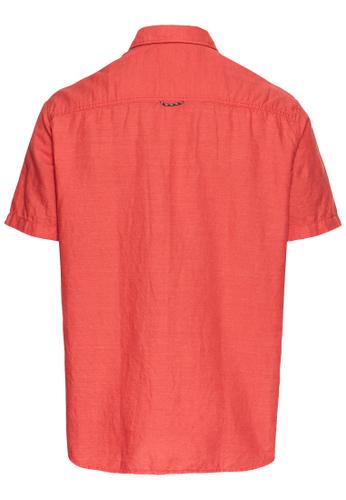 Kurzarmhemd aus einem Baumwoll-Leinenmix Rot 3XL