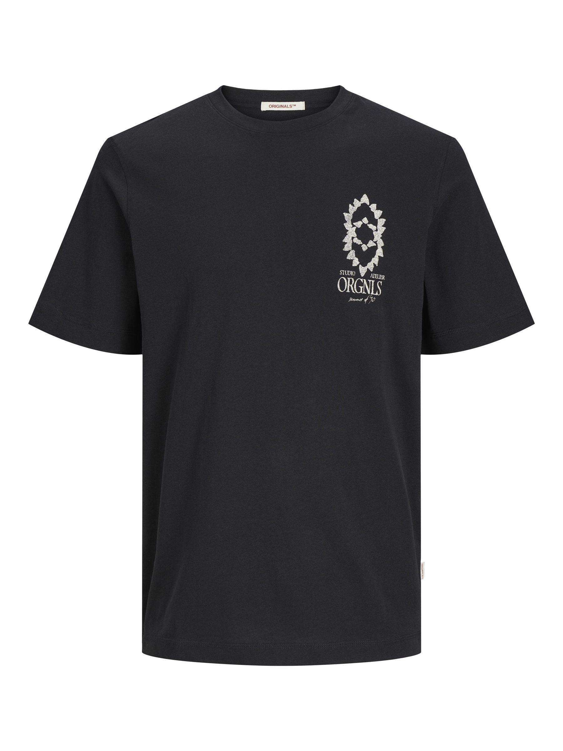 JORNOTO GRAPHIC CHEST TEE SS C.N LN M Weit geschnitten - Black
