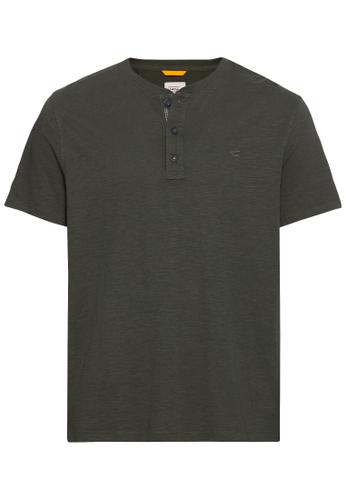 Kurzarm Henleyshirt aus reiner Baumwolle Grün 5XL