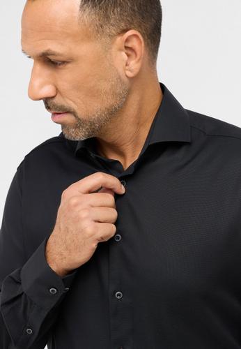Performance Shirt Natté-Stretch Langarm 44/Langarm - 65cm MODERN FIT - Schwarz