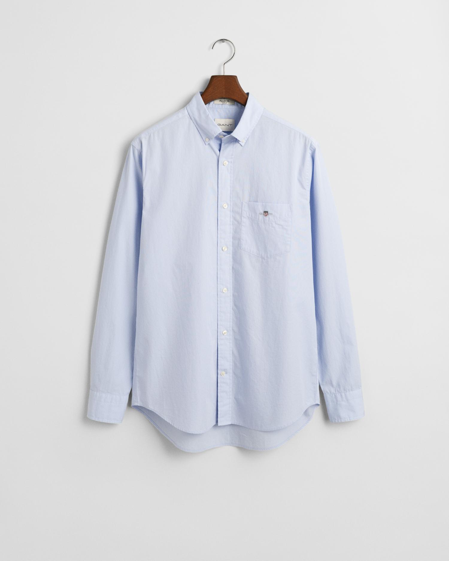 Regular Fit Classic Popeline Hemd S - Light Blue
