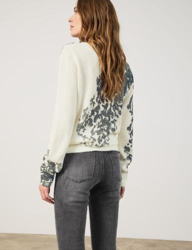 Pullover mit partiellem Druck 44 Lässige Passform - Schwarz Gemustert