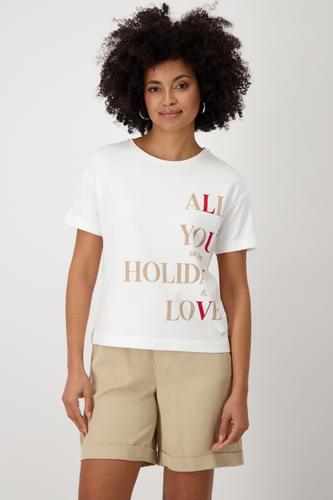 T-Shirt mit Schriftdruck 36 - Cream