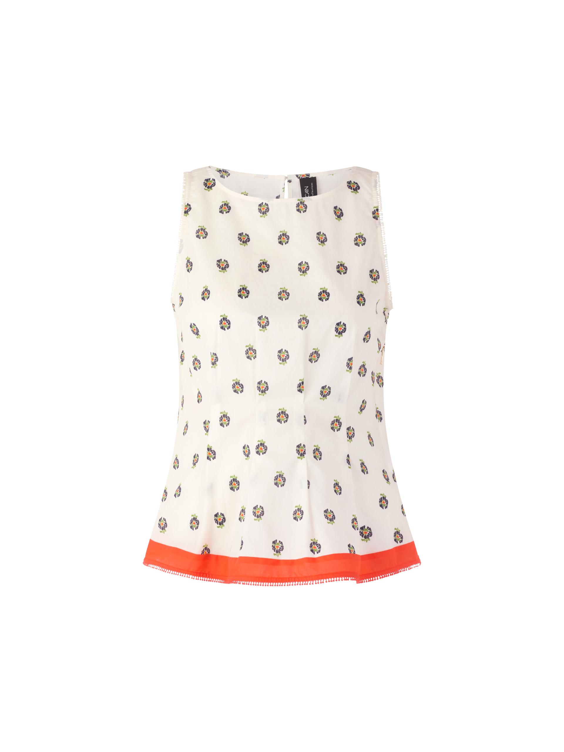 Baumwoll-Top mit Hibiskusprint 40 - Bright Ecru