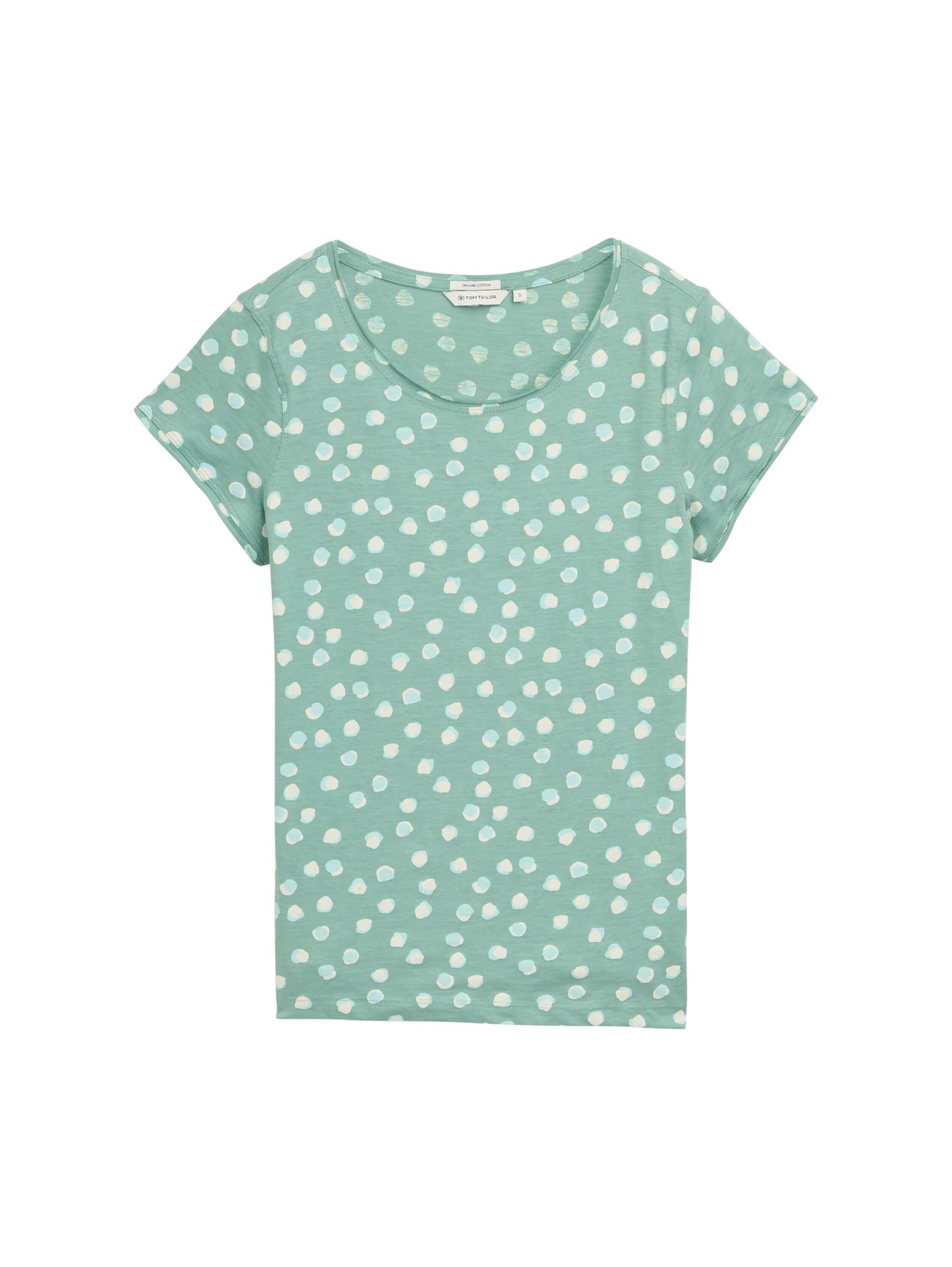 T-Shirt mit Rundhalsausschnitt M Regular Fit - Green Blue Dots
