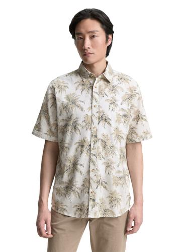 Regular Fit Kurzarmhemd mit Palmen-Print XXL Regular Fit - Off White Stripe Palm Design