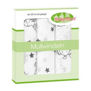 Odenwälder Odenwälder Mullwindeln Animal Farm, 3er Pack, anthrazit, 80 x 80 cm