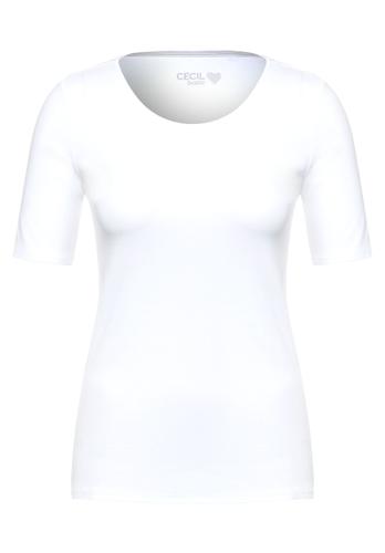 Basic T-Shirt mit Rundhals in Unifarbe L - White