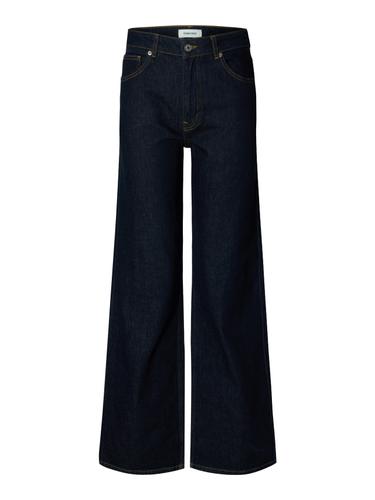SLFWIDE BEA-KORI HW JEANS NOOS 26/32 Weiter Beinschnitt - Dark Blue Denim