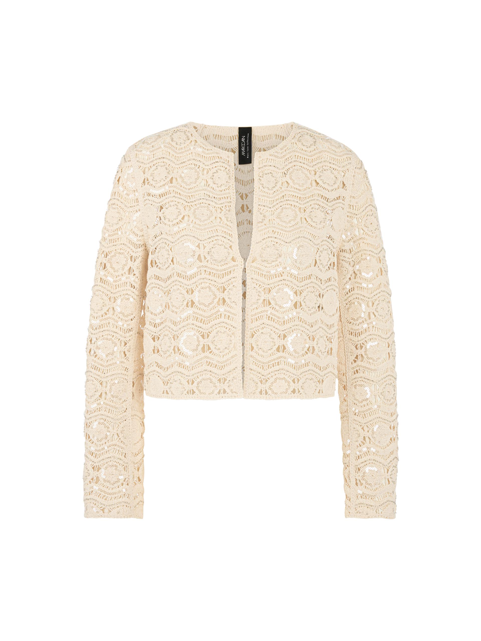 Ajour-Jacke mit Mini-Perlen 38 - Bright Ecru