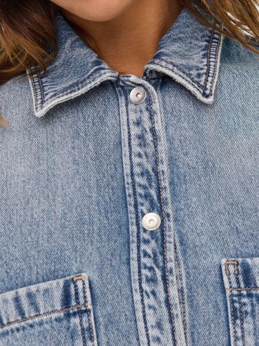 ONLCASSIE LS OVS DNM SHIRT DOT NOOS L Locker geschnitten - Light Blue Denim