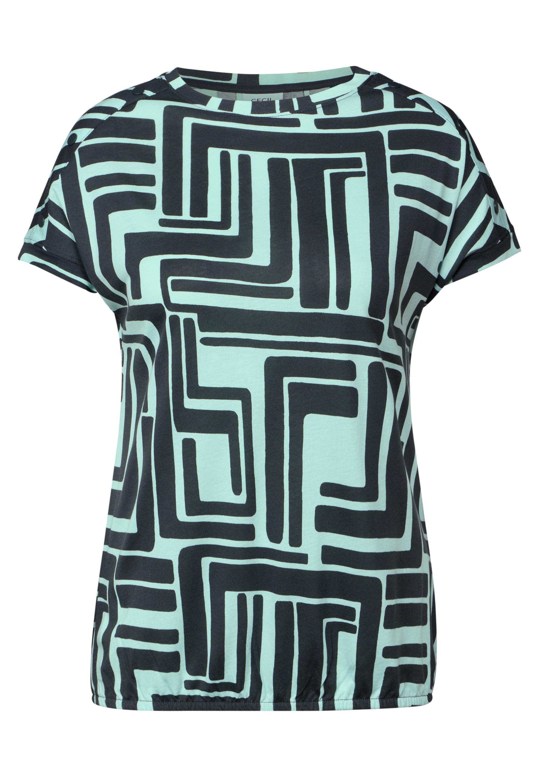 Print-Shirt mit Knopfdetail M - Slate Khaki