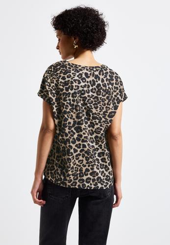 Blusenshirt mit Leo-Muster Schwarz 40