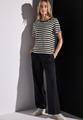 Strick-Look Streifenshirt Schwarz 38