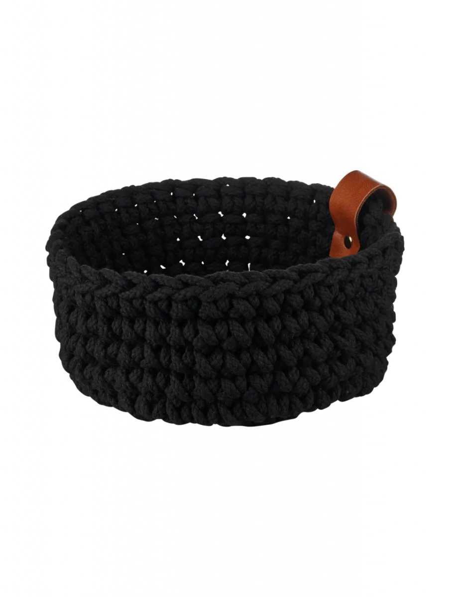 ASA Häkelkorb Baumwolle - schwarz / M 20x9.5