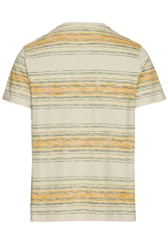 T-Shirt mit Streifenmuster aus Baumwolle Gelb XL