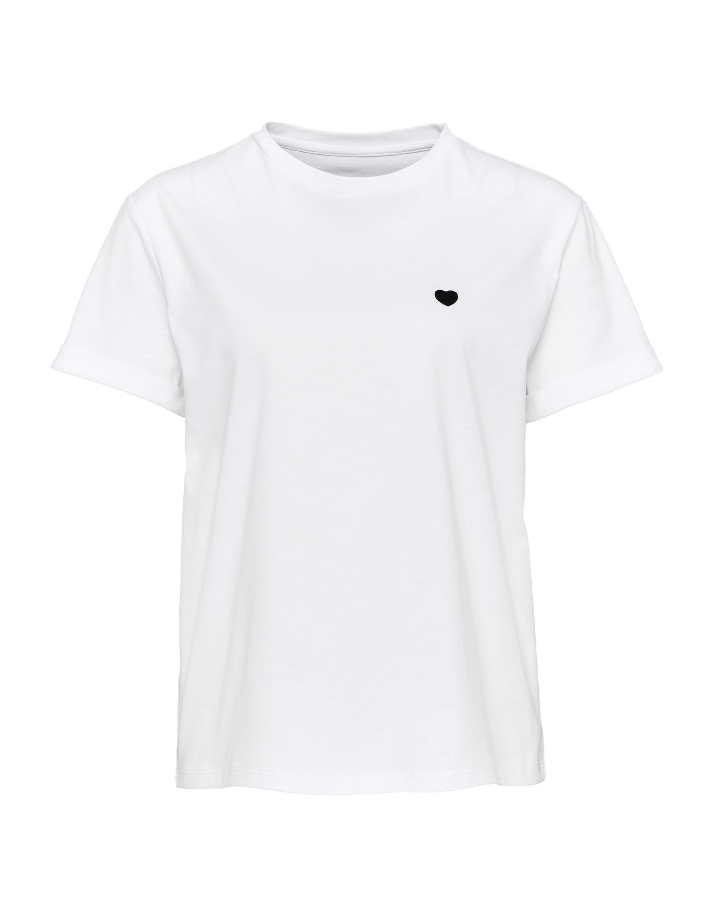 OPUS T-Shirt »Serz« mit kleiner Herz-Stickerei - Weiß / 38