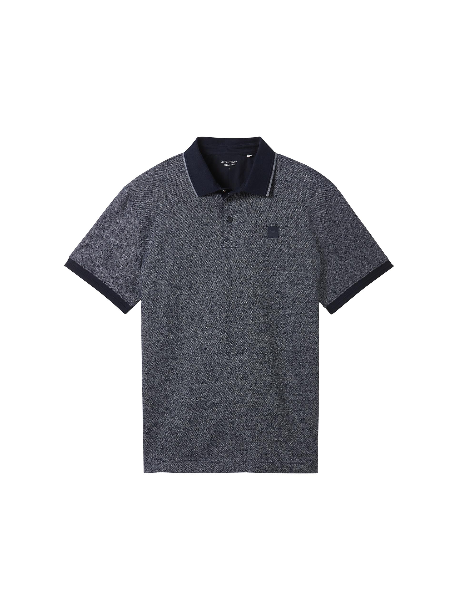 Gemustertes Poloshirt XXL Regular Fit - Navy White Grindle