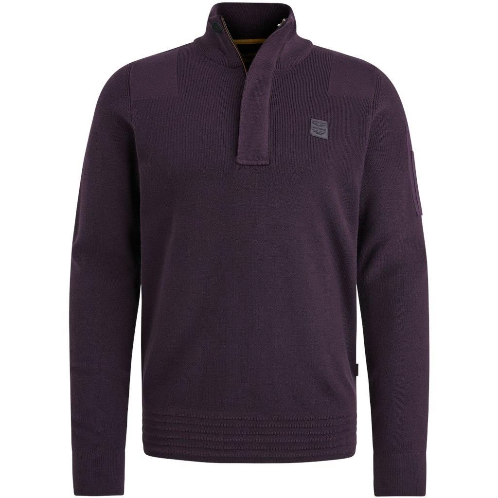 Half zip collar cotton knit Violett XXL