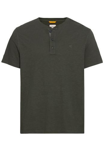 Kurzarm Henleyshirt aus reiner Baumwolle Grün XL