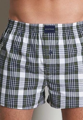 TOM TAILOR Herren Boxershort kariert 2er Pack M - Grün-dunkel-karo