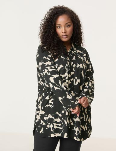 Longbluse aus Satin 50 Leger - Black Gemustert