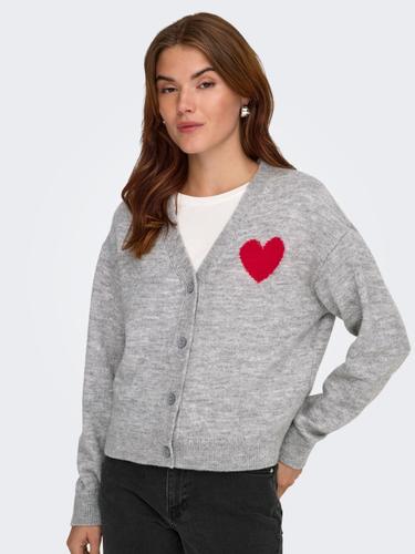 JDYVITTORIA L/S HEART CARDIGAN KNT S Knit Fit - Light Grey Melange