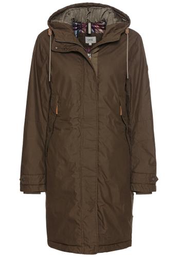 Mantel mit fester Kapuze 42 Relaxed Fit - Dark Khaki