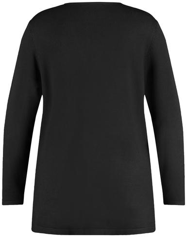 Lange Basic-Strickjacke 46 Figurumspielend - Black
