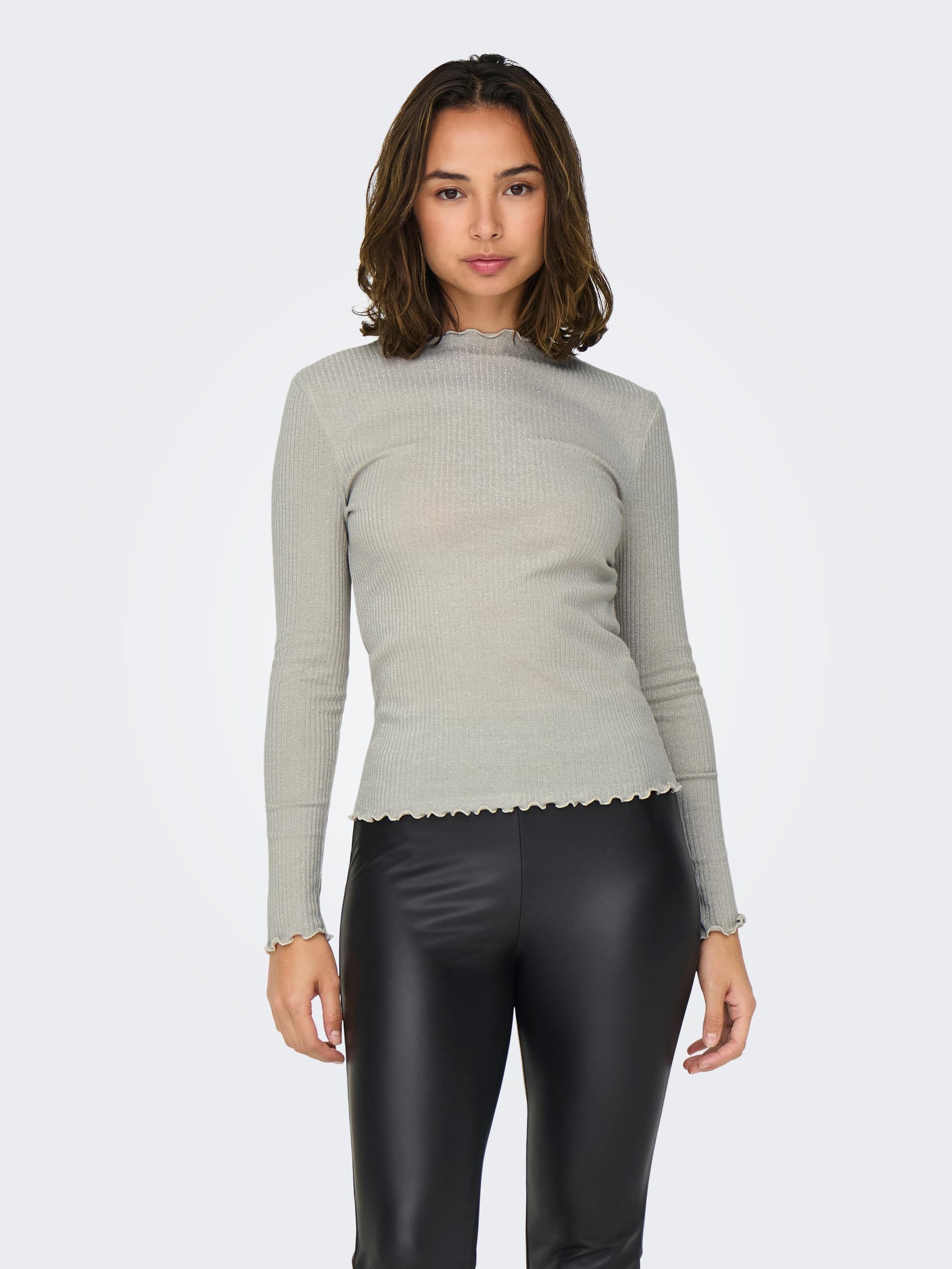 ONLEMMA LS GLITTER TOP JRS NOOS S Normal geschnitten - Pumice Stone