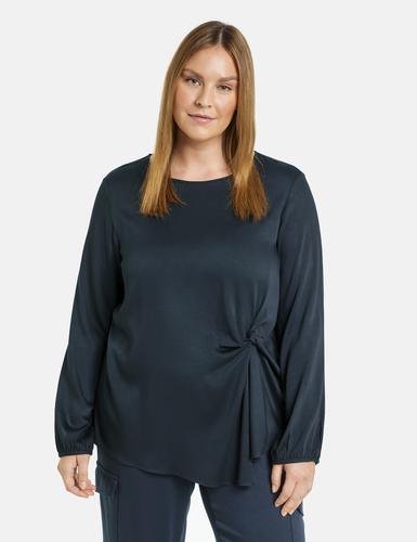 Elegante Bluse mit Raff-Detail 46 Leger - Navy