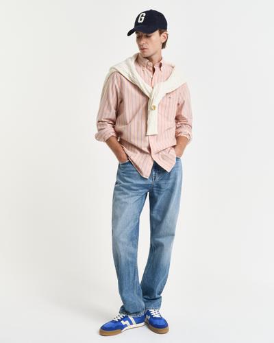 Regular Fit Classic Oxford-Hemd mit Streifen L - Orange Bronze