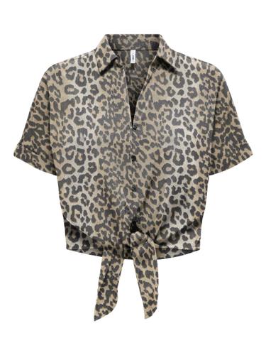 ONLNOVA LIFE VIS S/S KNOT SHIRT AOP S Normal geschnitten - Timber Wolf