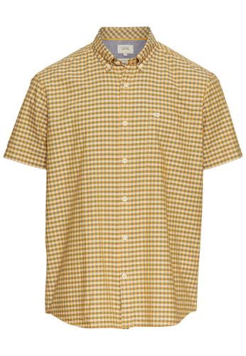 Kariertes Kurzarmhemd aus Baumwolle Orange 3XL